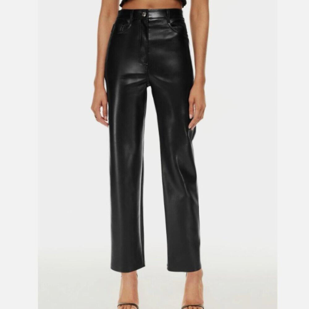 Wilfred Free The Melina Full Length Vegan Faux Leather Black Pant Size 16